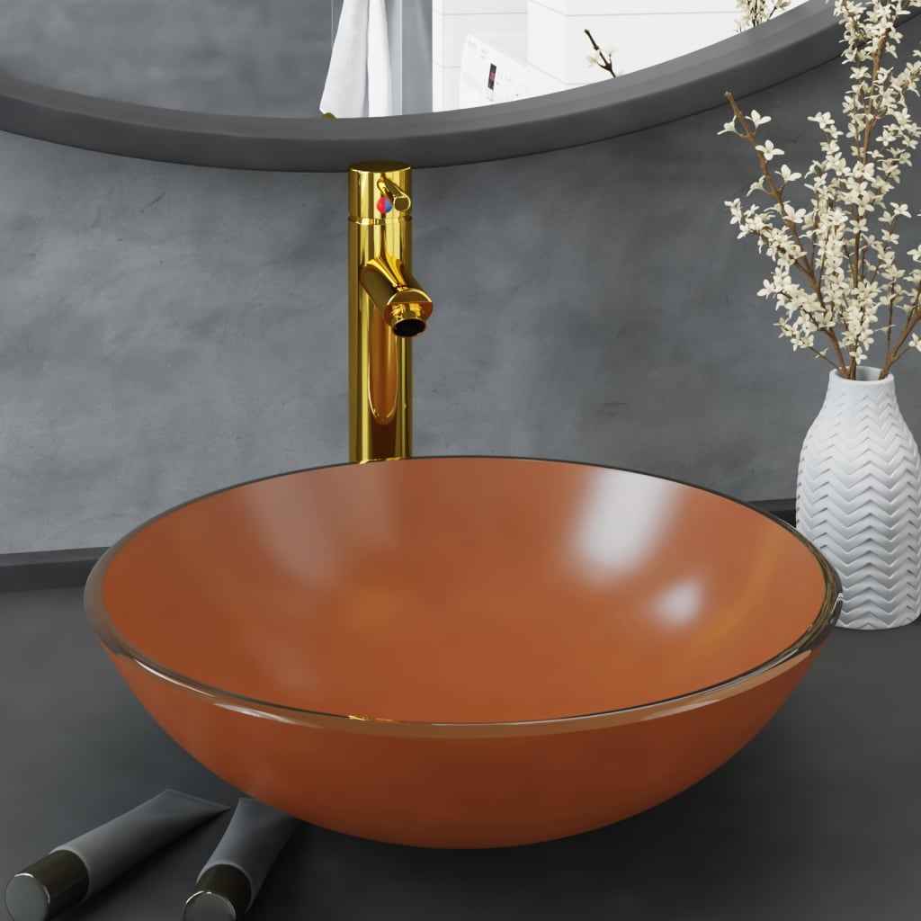 vidaXL Lavatório em vidro temperado, 42 cm, transparente